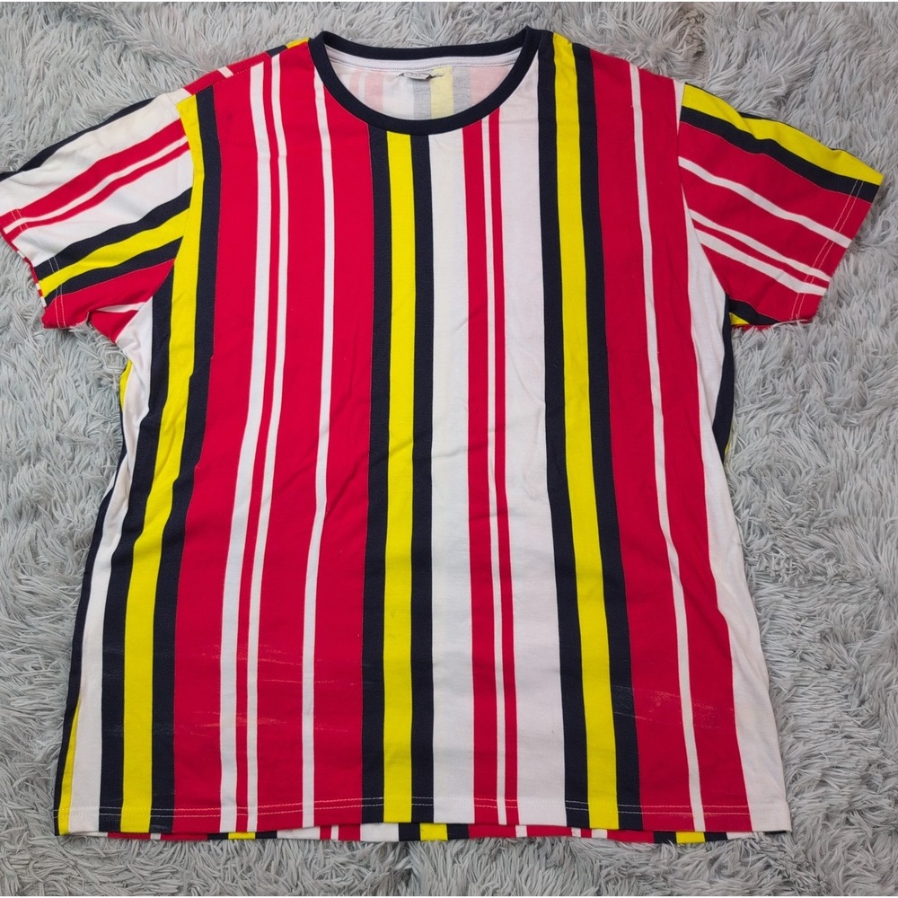 Fashion Nova Shirt Mens XXL Multicolor Striped Athletic Active Lightweight Tee